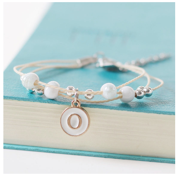 Ceramic beads 26 initials elastic beaded bracelet fashion men and women leisure bracelet lovers bracelet O