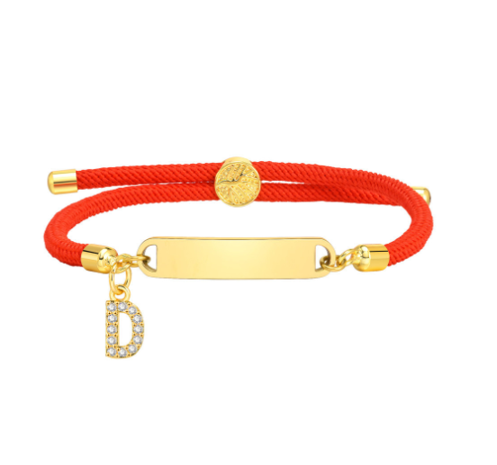 Vnox Custom Initial Letter Name Baby Bracelet Personalized Newborn Child Birth Gift Red Thread Rope Bracelet Adjustable Handchain D