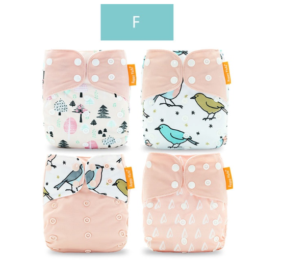 Happyflute 2023 Baby Reborn 4pcs set Washable Eco-friendly Baby Cloth Diaper Ecological Adjustable Nappy Reusable Diaper SET32