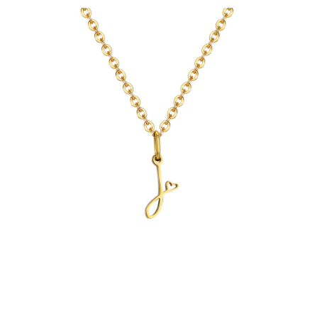 Vnox Initial with Hollow Heart Pendant Necklace,18K Gold Dainty Letter Choker Necklace Gift for Women Necklace Jewelry J