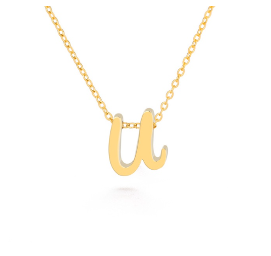 Maxzone Tiny Initial Letter Necklaces For Women Stainless Steel Old English Letter Vintage Necklace Boho Birthday Gothic Jewelry Gift U