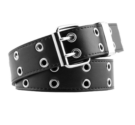 Women Punk Chain Fashion Leather Belt Adjustable Double Row Blet