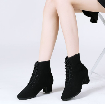 Spring Autumn High-Top Square Dancing Shoes Female Adult Dance Mid-Heel Teacher Ballroom Latin Read