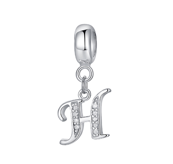 26 English Letter Pendants Suitable For Pandora Bracelet DIY Necklace 925 Silver-Plated Charm Simple Fashion Jewelry Pendant H