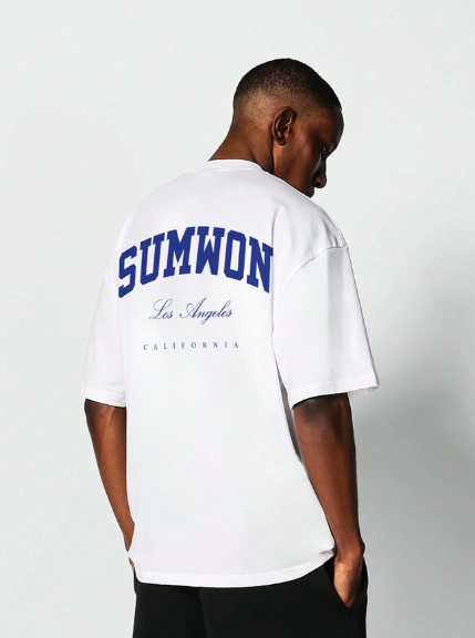 SUMWON Tee With Los Angeles Letter Graphic Print