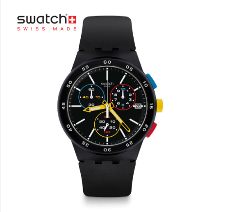 Swatch Chrono Plastic Black-One SUSB416 Black Silicone Strap Watch