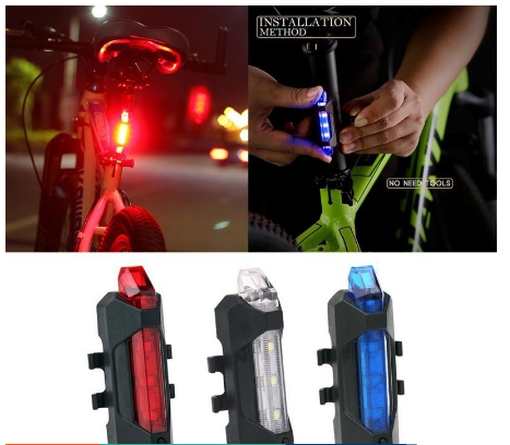 Cycling Bike Light Rechargeable LED Taillight USB Rear Tail Safety Warning Cycling Light Portable
