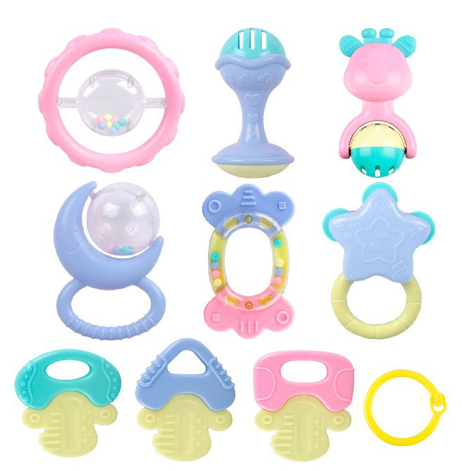 Baby Rattle 0-12 Months Newborn Soft Bell Teethers Hand Shaking Crib Mobile Ring Educational Toys