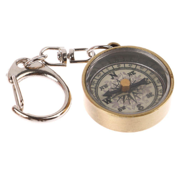 Mini Compass 1 PCS Gold Color Hiking Zinc Alloy Portable Climbing Equipment Pendant Keychain Vintage Key Ring