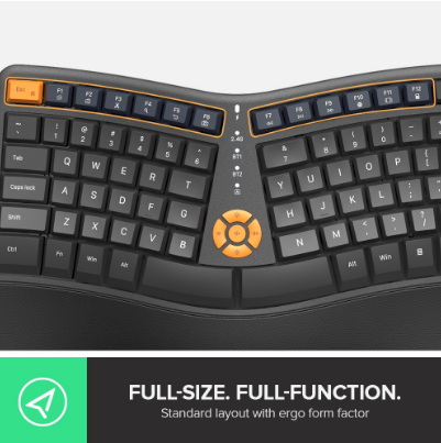 Delux Ergonomic Bluetooth Keyboard Gm905Db Wireless For Pc Laptop Split With Palmrest Compatible Windows/Mac/Android/iPad