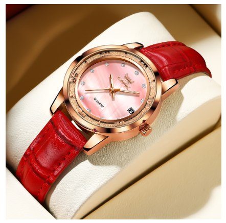 OPK Watch For Women New Style Leather Waterprof Origianl Quartz Small Watches RED STRAP