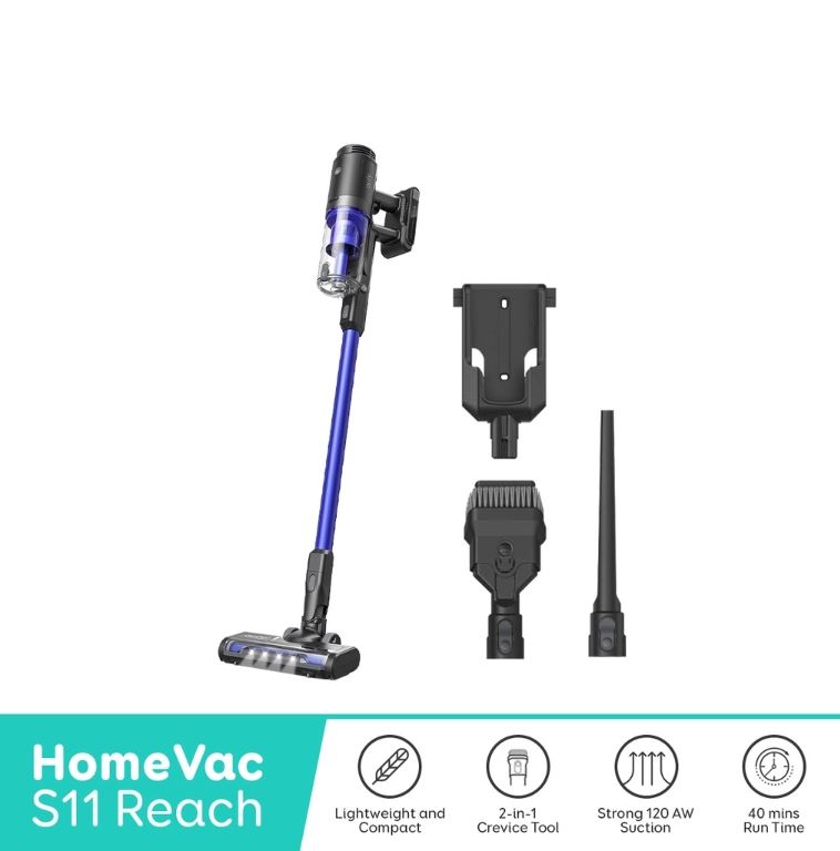 eufy by Anker HomeVac S11 Reach, Cordless Stick Vacuum Cleaner, 120AW Suction Power, for Home, Car