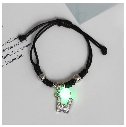 Luminous Couple Bracelet 26 English Letters Crystal Friendship Bracelet Women Men Jewelry Glow in the Dark W