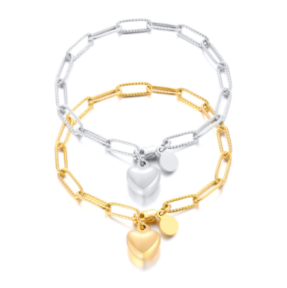 Women's Elegant Love Stainless Steel Heart Pendant Women's Bracelet