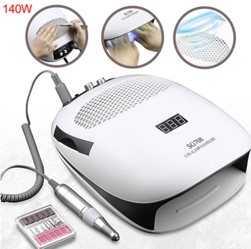 140W 3 IN 1 Nail Lamp Dryer Electric Nail Drill Machine With Nail Dust Suction Collector Vacuum Cleaner Nail Art Equipment