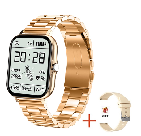 FILIEKEU Smart Watch Men Women Waterproof Sports Fitness Bluetooth Call Couple For Android And Ios ROSEGOLD STEEL BELT