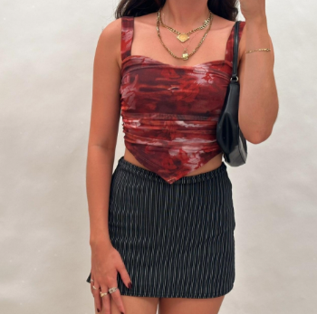 Maroon Grunge Bandana Top Large