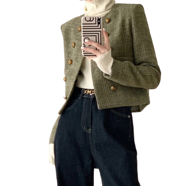 Lovito Casual Plain Double Button Pocket Blazer for Women LNA16055 (Army Green)