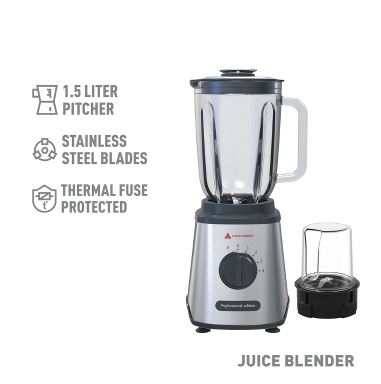 Hanabishi Super Blender HJB128SS 1.5 Liter Capacity, 4 speed, Best for Shakes, Juice, and Smoothies