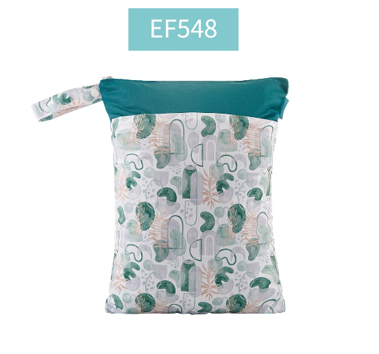 Happy Flute 1PC Reusable Waterproof Fashion Prints Wet And Dry Diaper Bag Double Pocket Cloth Handle Wetbags 30x40CM S9