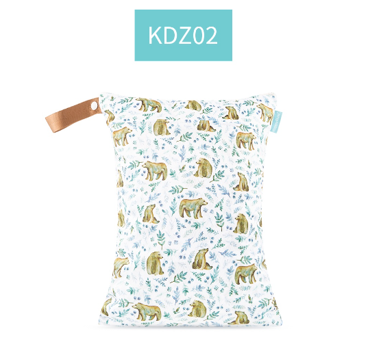 Happyflute 1PC Reusable Waterproof Fashion Prints Wet And Dry Diaper Bag Double Pocket Cloth Handle Wetbags DB15