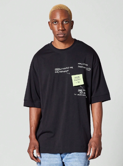 SUMWON Oversized Fit Tee With Contrast Colour Graphic Print