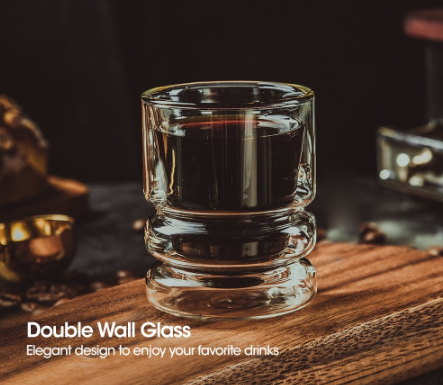 CRYSALIS Double Wall Glass Espresso Coffee Cup 80ml [Set of 2] Coffee Mug Drinking Glass