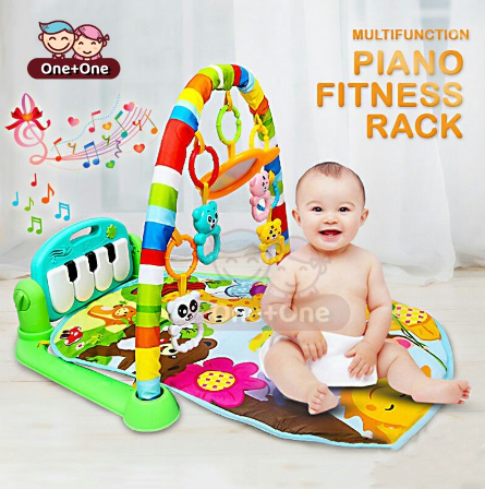 Baby Music Rack Playmat with Piano Keyboard Early Education Gym Crawling Game Pad Toy