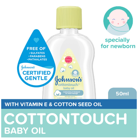 Johnson's CottonTouch Baby Oil 50ml - Newborn, Baby Massage Oil, Baby Oil for Newborn