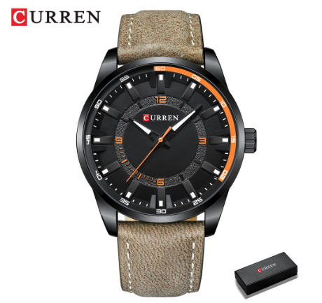 Curren Men's Watch Top Brand Luxury Quartz Sports Casual Creative Waterproof Men's Watches 8390 BROWN ROSE ORANGE