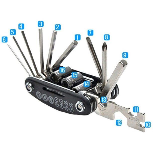 MTB Bike Motorcycle Parts Accessories 16 in 1 Pocket Tools For Motorcycle Bicycle
