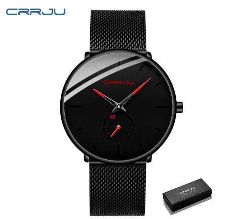 CRRJU Men's Watch Original Brand Ultra thin Sports Fashion Business Simulation Quartz Stainless Steel Waterproof 2150 M03