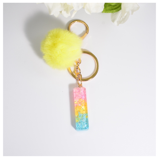 Fashion A-Z 26 Letters Iridescent Keychains Star Sequins Filling Resin Keyrings Women Bag Ornaments Exquisite Key Holder Charms I