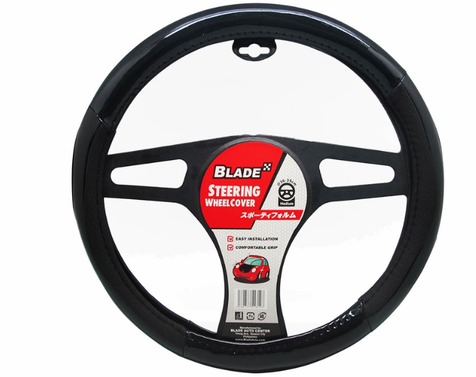 Blade Steering Wheel Cover AN8910 (Black) 38cm for Toyota, Mitsubishi, Honda, Hyundai, Ford and more