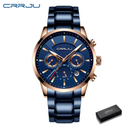 CRRJU Men's Watch Original Brand Multifunction Dial Business Luxury Analog Quartz Stainless Steel Waterproof 2212 M10