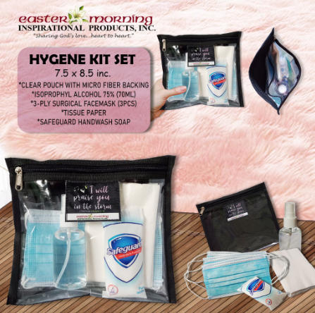 Hygiene Kit with Set; New Normal Hygiene Kit; Sanitary Kit in Clear Pouch with Verse