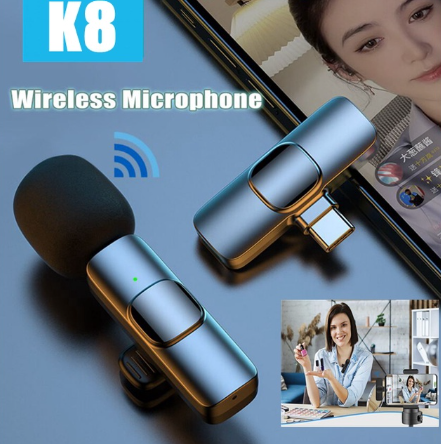 K8 2in1 Wireless Lapel Microphone For Live/Interview/Vlogging Type C Portable Audio Video Lavalier