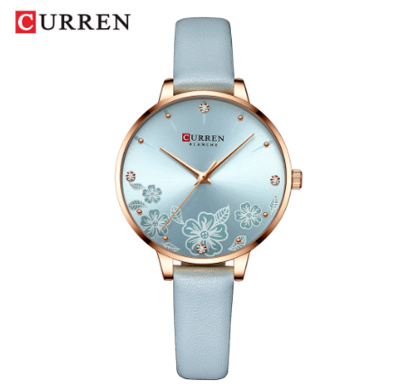 CURREN Women's Watch Fashion Leather Sports Casual Quartz Waterproof 9068X BLUE