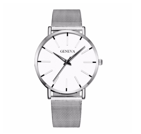 Ready Stock Men Black Stainless Steel Mesh Business GENEVA Watch Luxury Men Sport Watch Quartz Clock 05