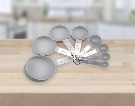 SLIQUE Stackable, Compact Measuring Cup & Spoon [Set of 8] | Baking Accessories