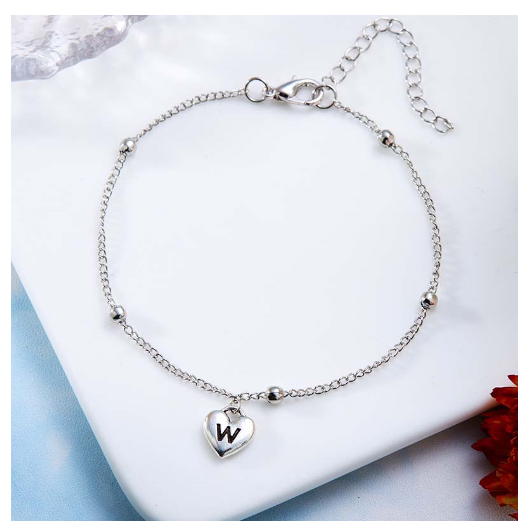 Fashion Silver Plated 26 Letters Initials Alphabet Bracelet Adjustable Bangle Women Jewelry Mother's Day Gift W