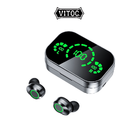 Vitog YD03 tws 9D 5.3 Wireless Bluetooth Headset with Mic/Touch/Noise Reduction/LED Display