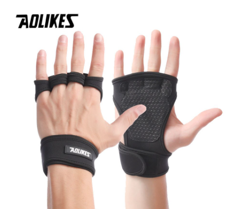 AOLIKES Weight Lifting Gloves Training Gym Grips Fitness Glove Women Men Crossfit Bodybuilding Wristbands Hand Palm Protector