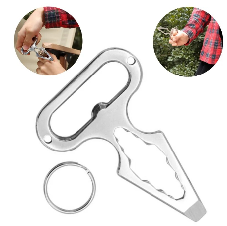1 Pc Pry-Hex Multitool Keychain Pocket Tool Wrench Screwdriver Bottle Opener for Outdoor Camping Hiking Self-defense EDC Gadget