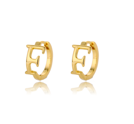 Kaijiang Anting-anting Initial Letter Hoop Earrings For Women A-Z Letter Piercing Stainless Steel Earring Korean Fashion Jewelry F