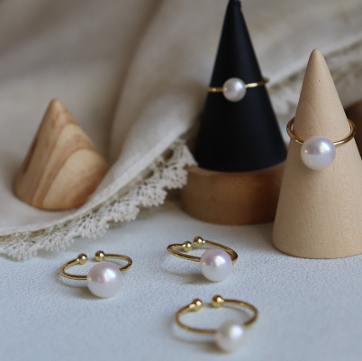 18k Gold Plated Real Freshwater Pearl Ring Adjustable Simple Ring