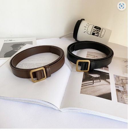 Rhian Women Fashion Belt Adjustable with No Holes Square Buckle