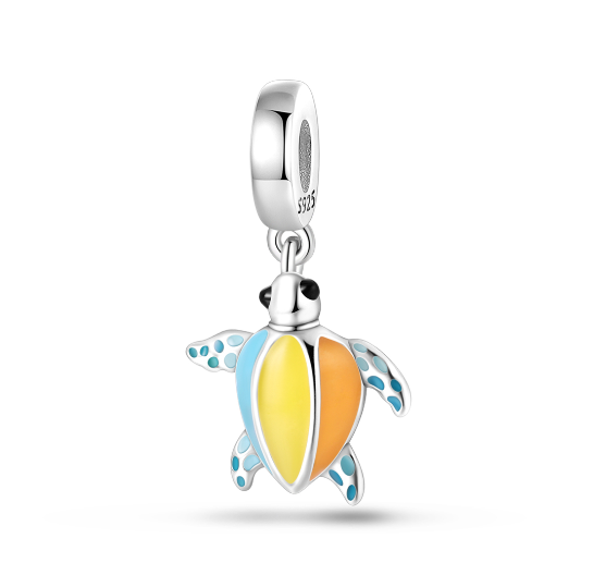 S925 Silver Pandora Same Design Glass Beads Sea Animal Butterfly Seahorse Sea Turtle Beads Suitable for Original Bracelets  025