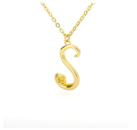 Dainty Gold Letter Necklace Tiny 26 Capital A-Z Pendant Choker Necklace,Cute Personalized Name Necklace Gold Jewelry Necklace S