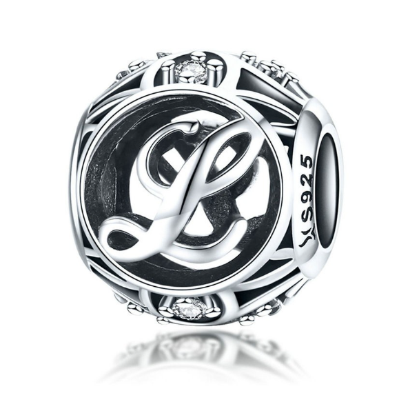 Bamoer 26 Letters A to Z Charm Sterling Silver 925 Bead For Bracelet & Necklace DIY Fashion Accessories L